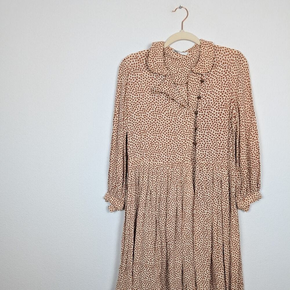 Vintage Saks Fifth Avenue Floral Pleated Midi Dress Size M - Picture 3 of 8